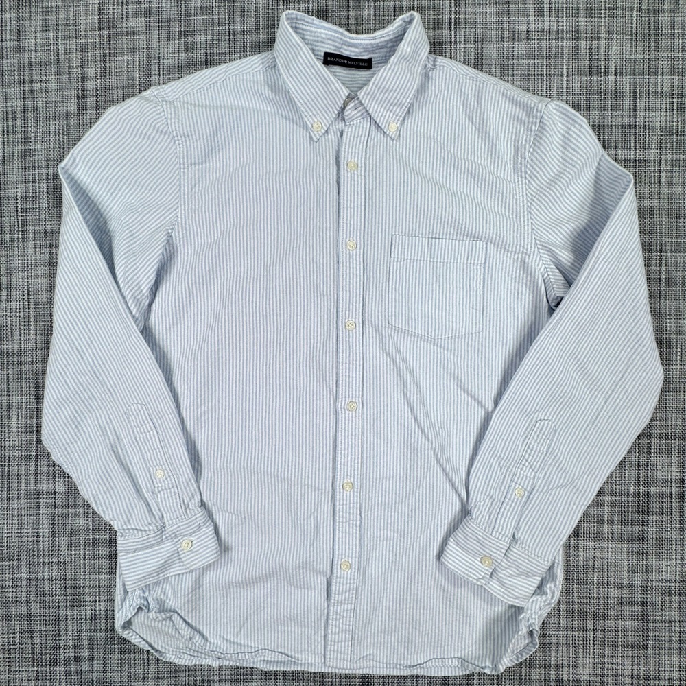 Brandy Melville Women's Button Down Shirt Pinstripe Long Sleeve Blue White XS